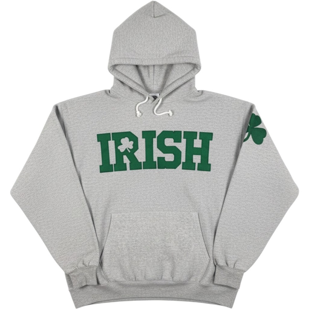 Vintage Champion Notre Dame Dame Irish Shamrock Hoodie Mens L Heather Gray